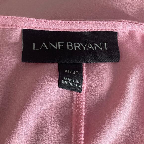 Lane Bryant blouse Womens Size 18/20 Pink Bell Sleeve Lace Accent - Picture 3 of 12